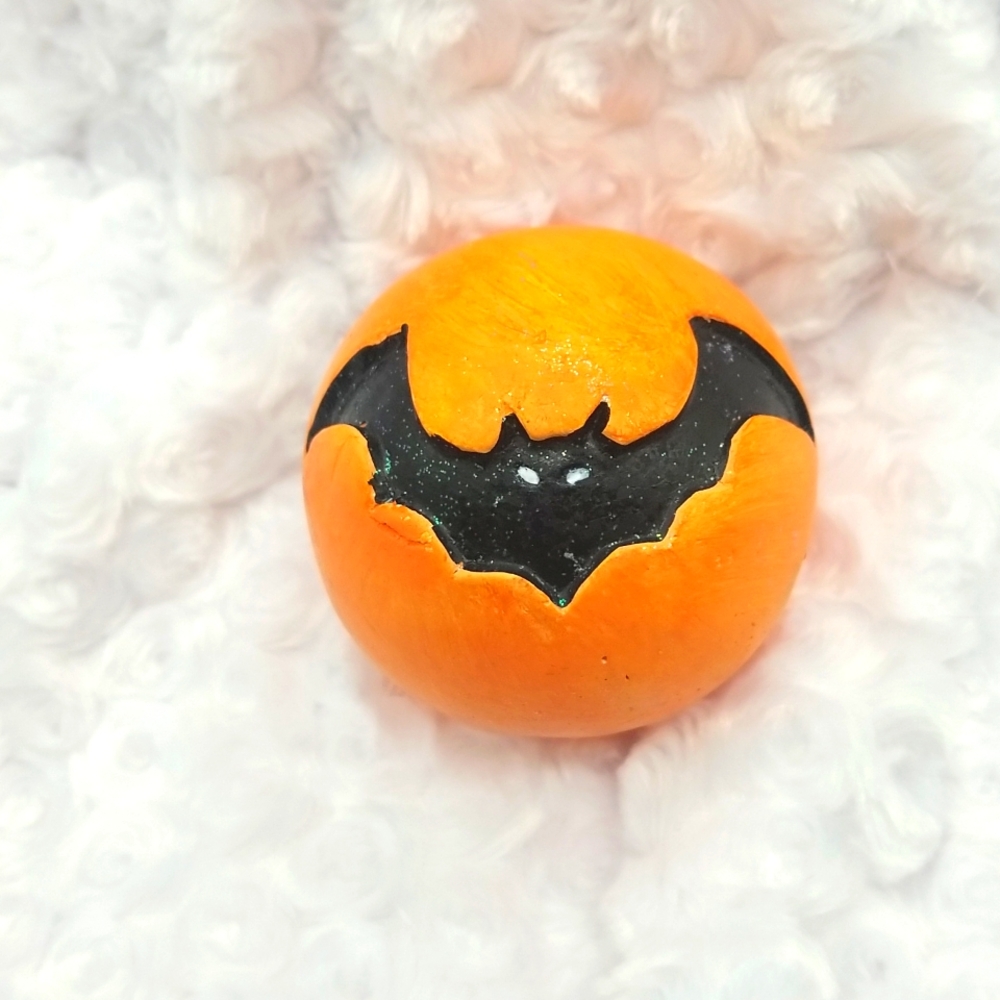 6 Vintage Halloween Decorative Orange & Black Orb Sphere Ball Bowl Filler - Picture 11 of 14